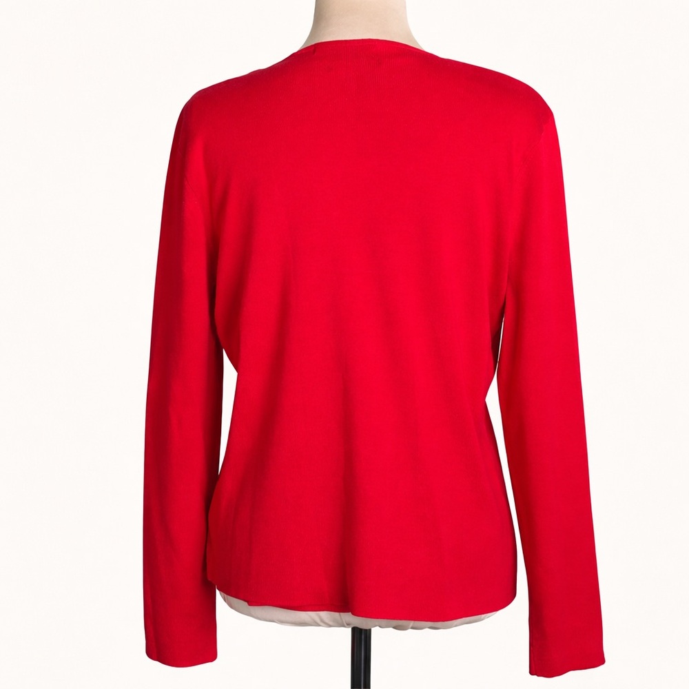Liz Claiborne Red Silk Blend Sweater Set Cardigan Tank Size L - Picture 4 of 11